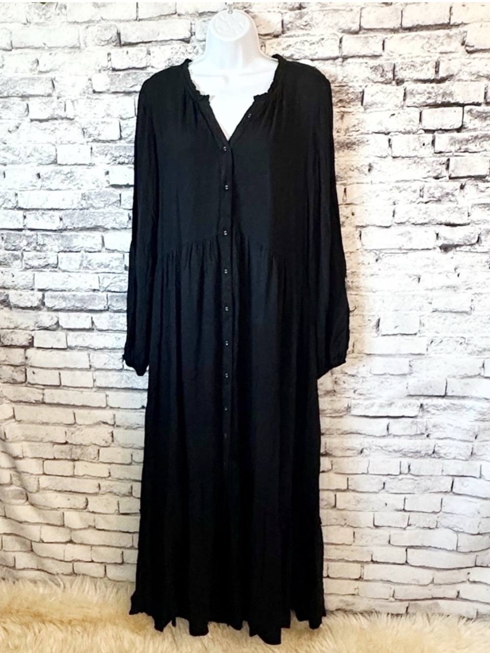 Love Stitch Black Button Up Dress Size L